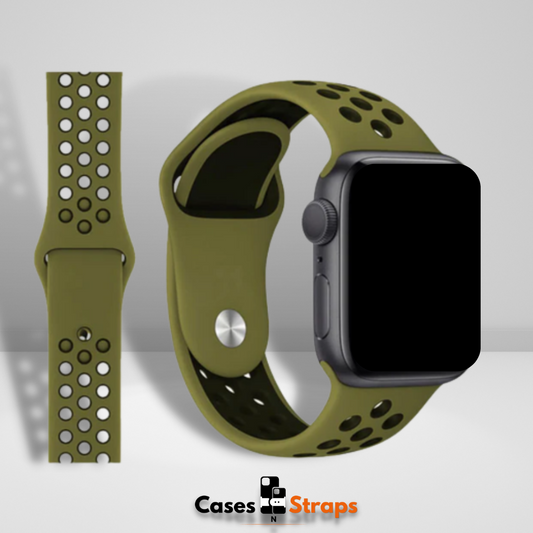 N Sport Silicone iWatch Strap Green Black Color 42/44/45/46/49 MM