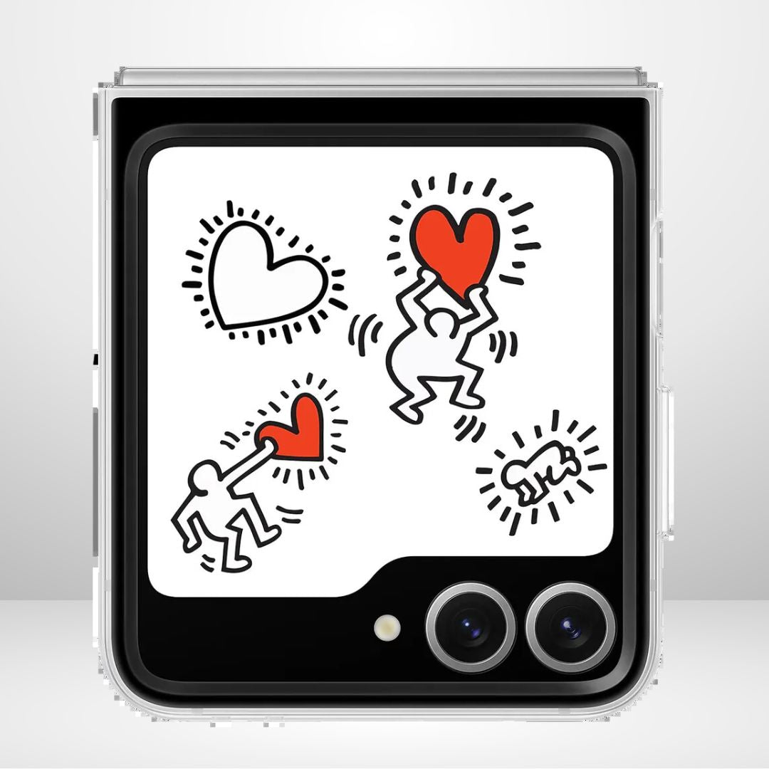 New Flip-Suit White Case for Samsung Galaxy Z Flip6 (Transparent with Heart)