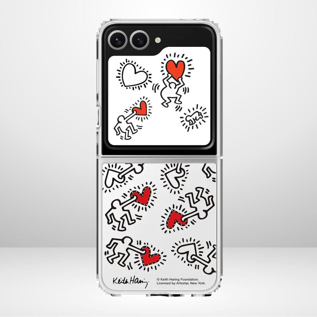 New Flip-Suit White Case for Samsung Galaxy Z Flip6 (Transparent with Heart)