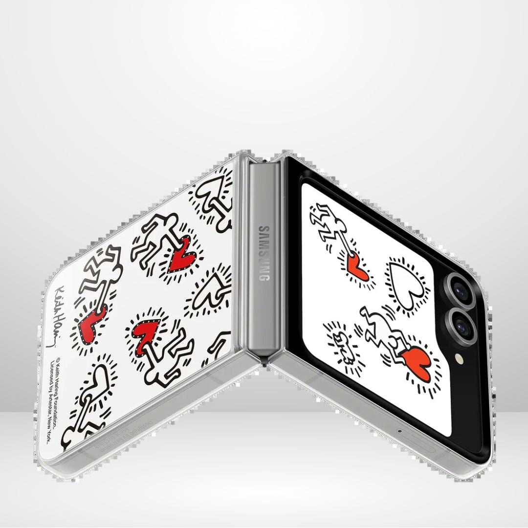 New Flip-Suit White Case for Samsung Galaxy Z Flip6 (Transparent with Heart)