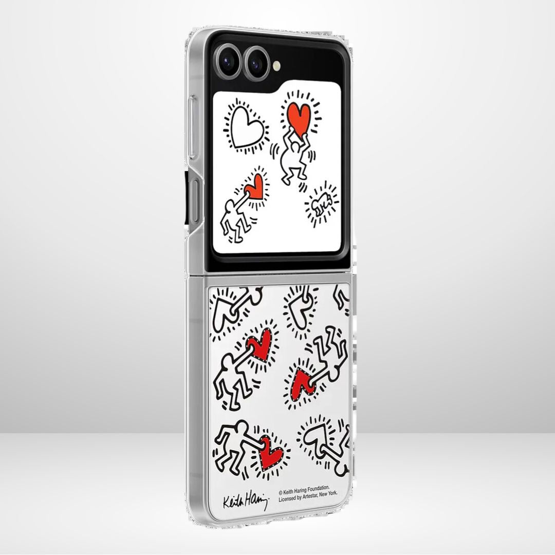 New Flip-Suit White Case for Samsung Galaxy Z Flip6 (Transparent with Heart)