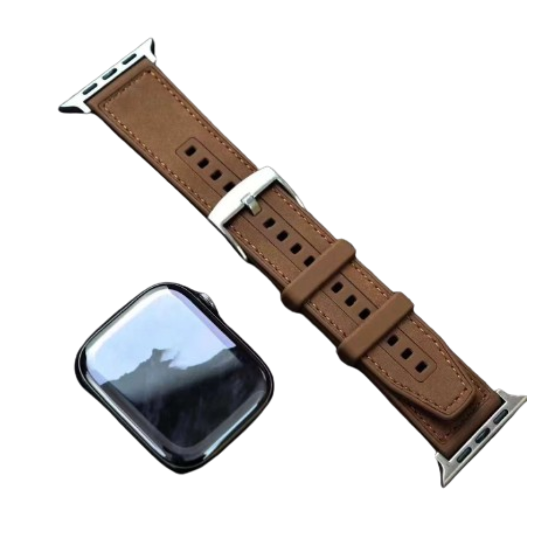 New Premium Quality Silicone + Leather Stitched Strap for 42/44/45MM