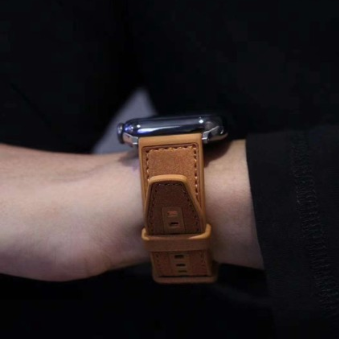 New Premium Quality Silicone + Leather Stitched Strap for 42/44/45MM