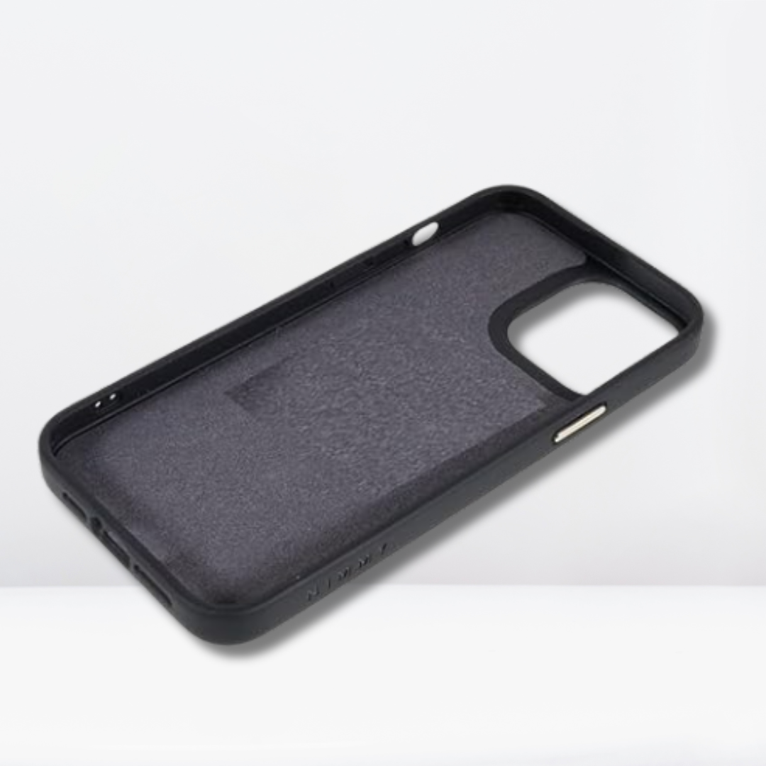 Nimmy 3D Pug Leather Mobile Case for iPhone 13/14 Pro (Black)