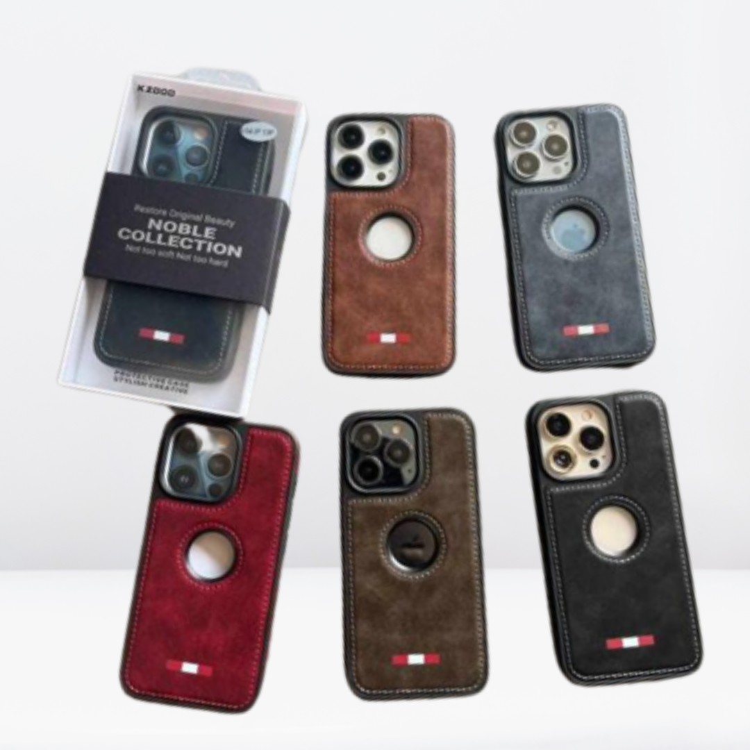 Nobble Collection Leather Logo Cut Case iPhone15 Series (Wine)