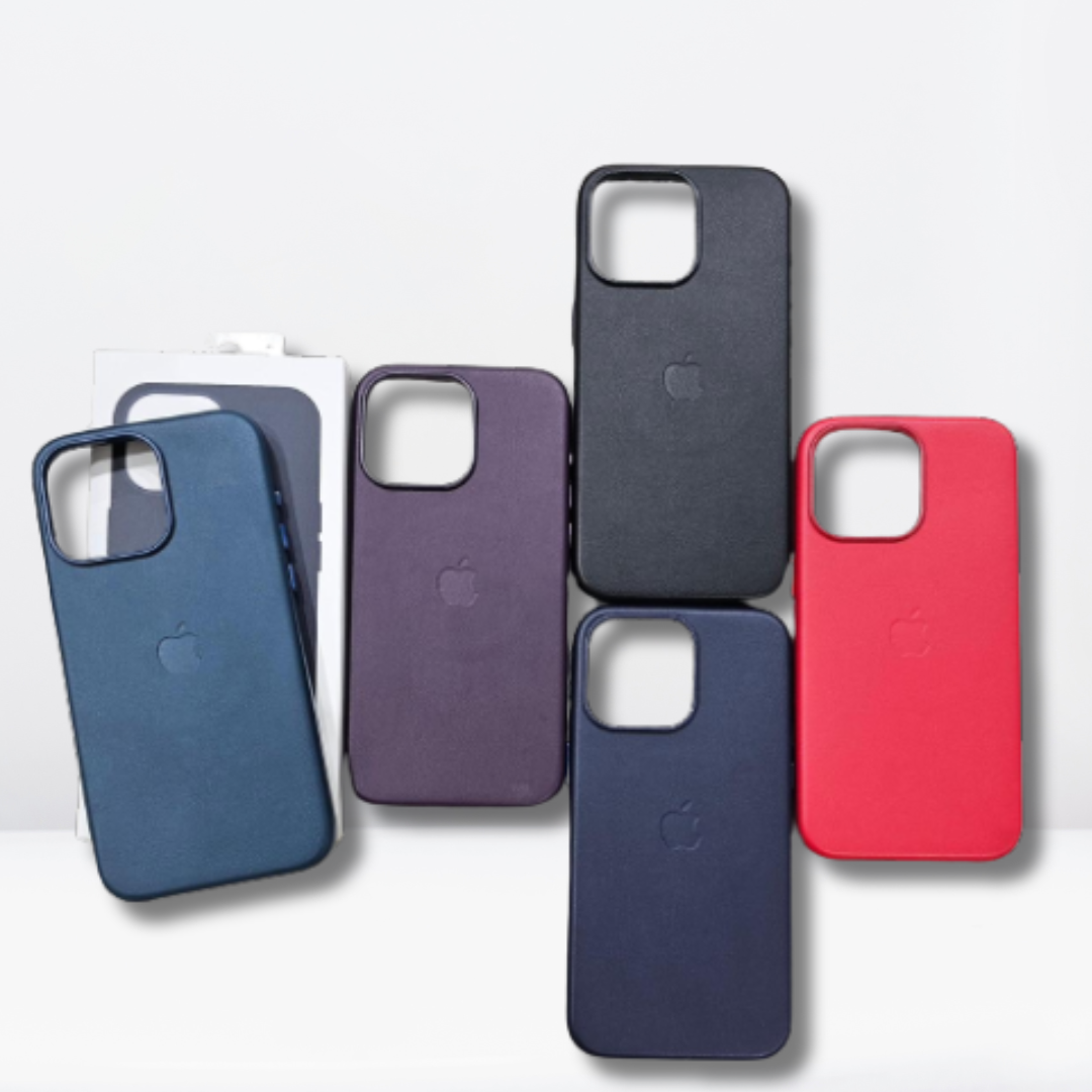 OG Leather IC MagSafe with Logo Back Case for iPhone 15 Pro/15 Pro Max (BLACK)