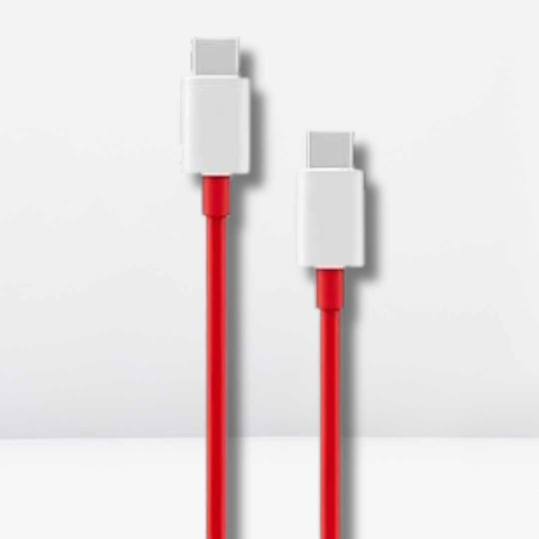One-Plus 65W Warp Fast Charger with C to C Cable.
