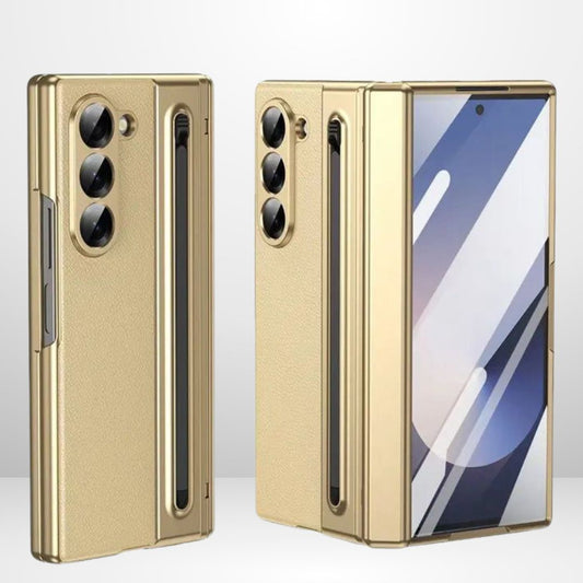 PREMIUM Electroplated PC+PU Leather Case with Front Glass for Samsung Z Fold 5/6/7