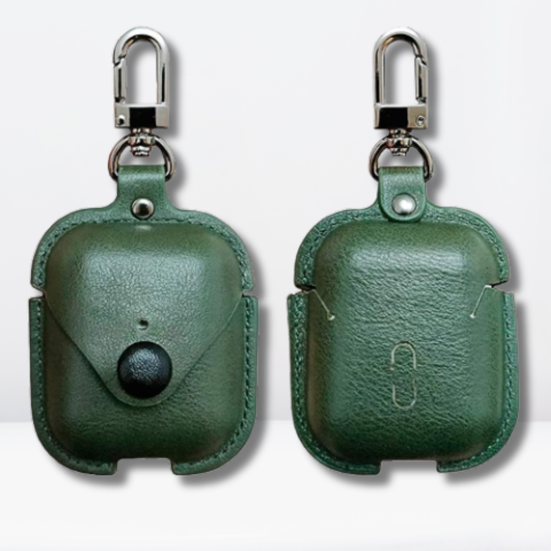 PU Leather AirPods 1/2 Case (Green Color) – Cases N Straps