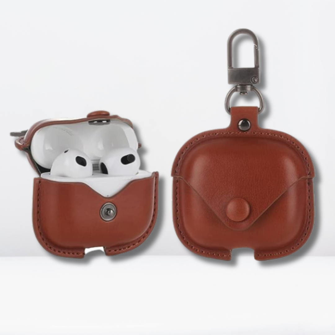 PU Leather Portable AirPods Case (Tan Brown Color) – Cases N Straps