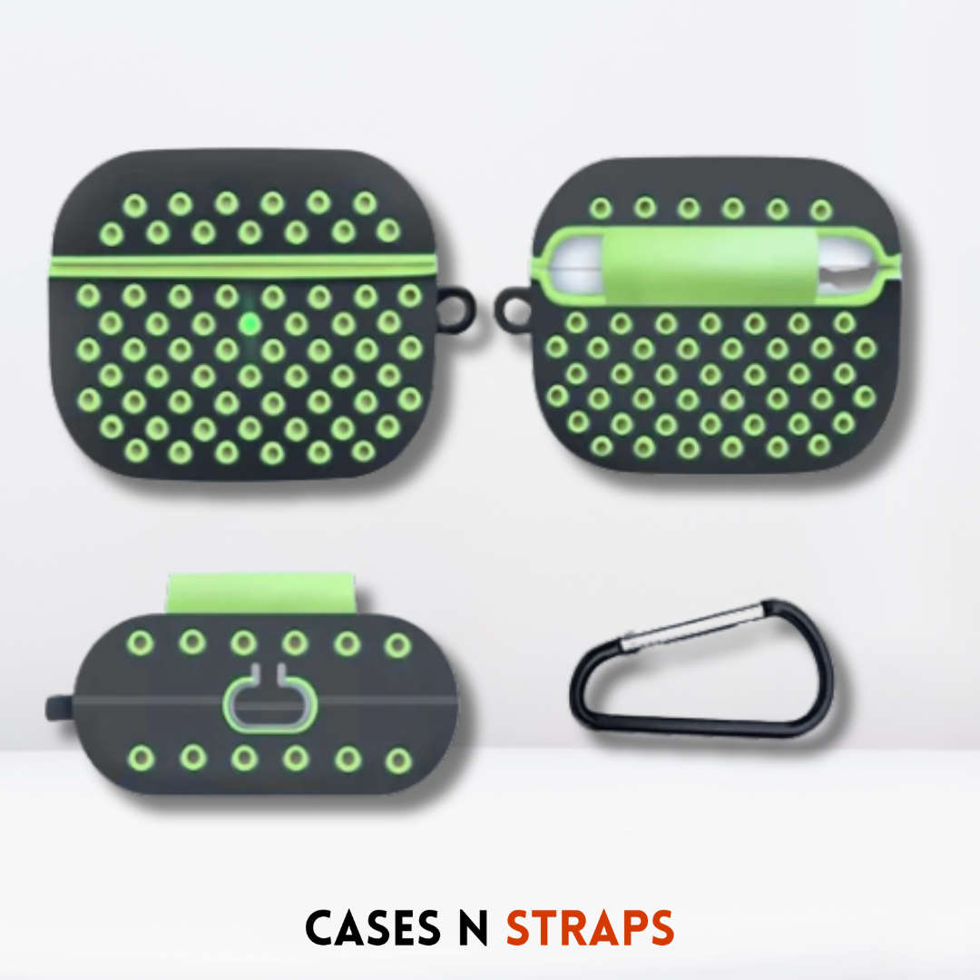 Premium Double Layer Silicone Case for AirPods Pro / Pro 2 (Black & Green)