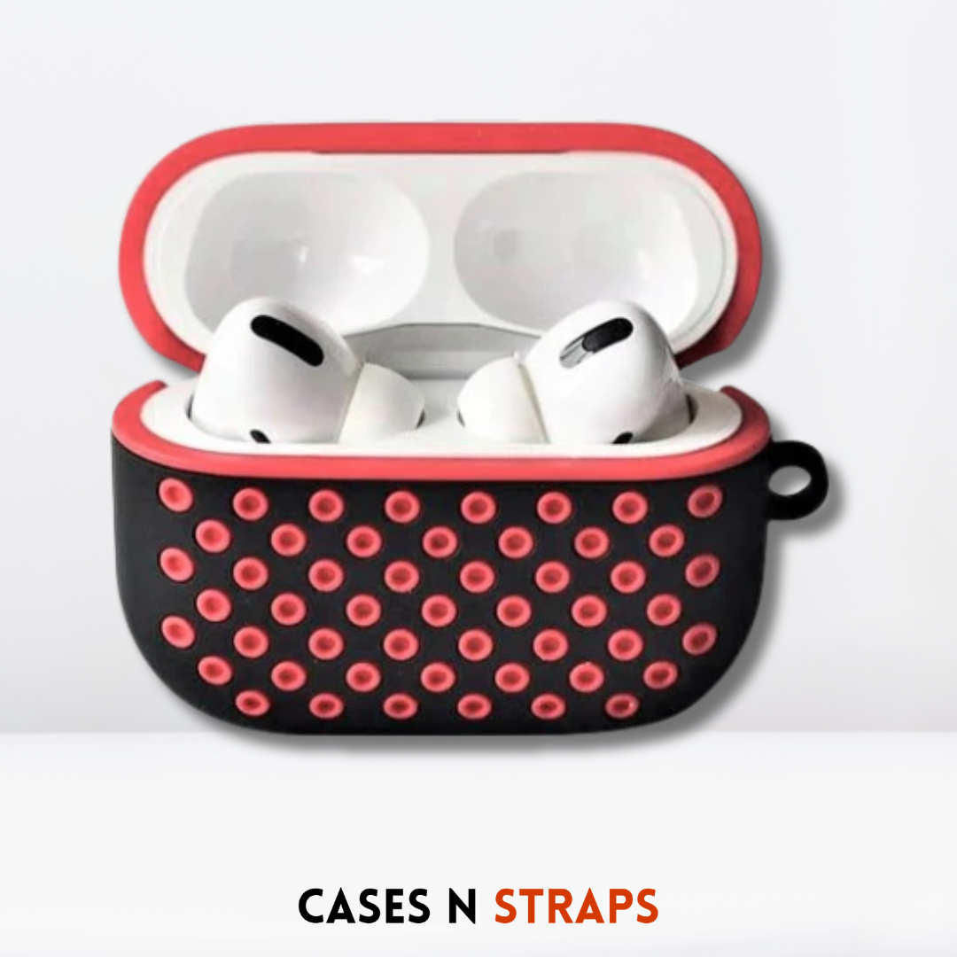 Premium Double Layer Silicone Case for AirPods Pro / Pro 2 (Black & Red)