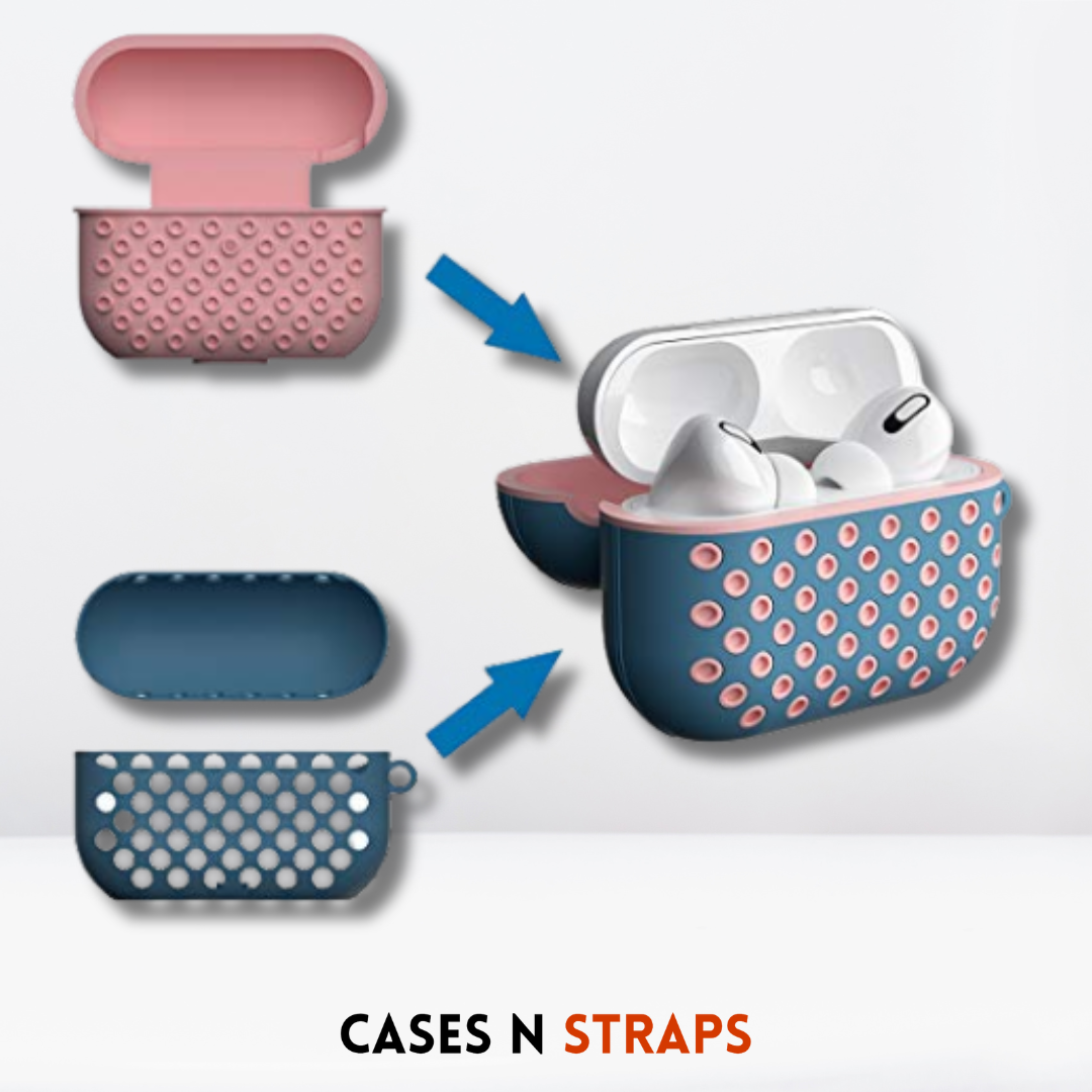 Premium Double Layer Silicone Case for AirPods Pro / Pro 2 (Blue &Pink)