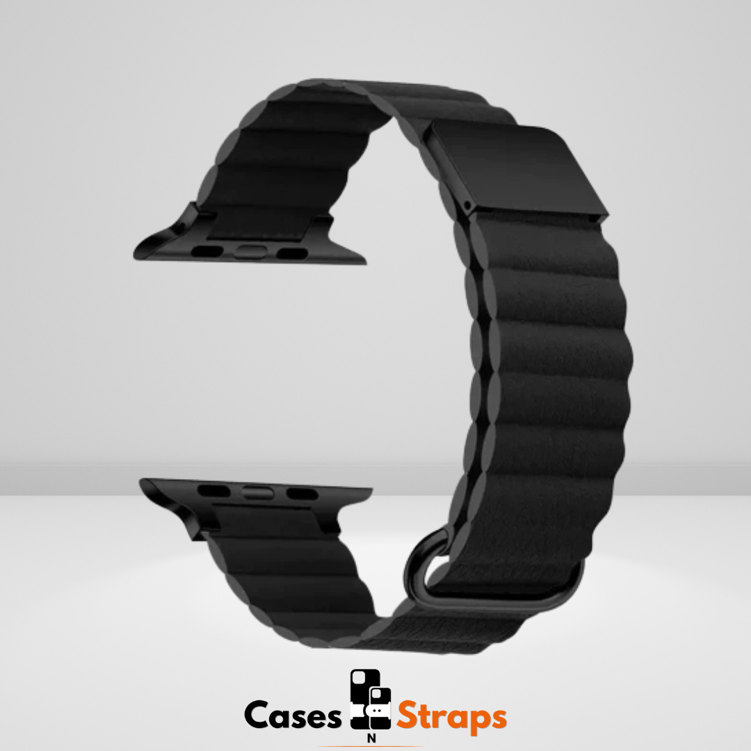 Premium PU Leather Magnetic Adjustable iWatch Strap (Black)