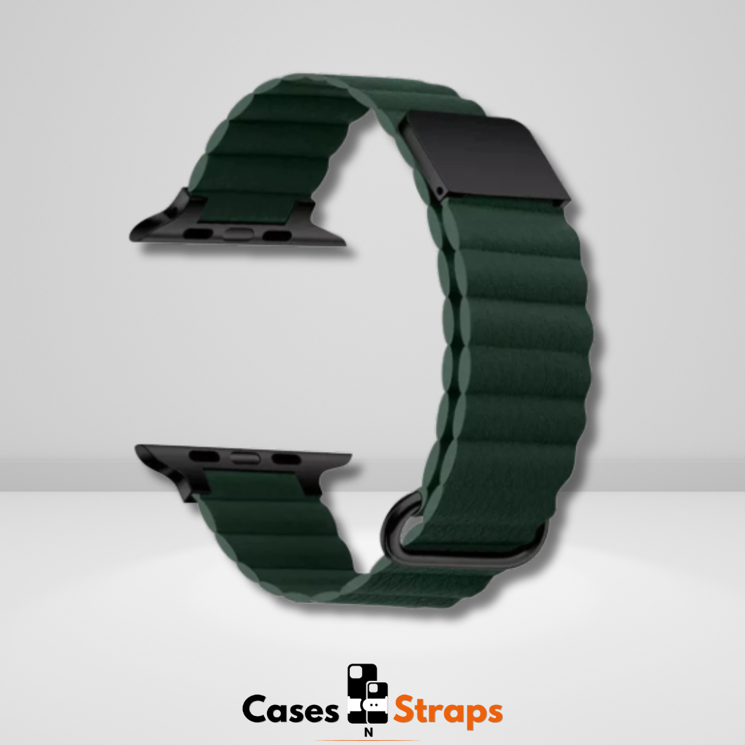 Premium PU Leather Magnetic Adjustable iWatch Strap (Shirt Green)
