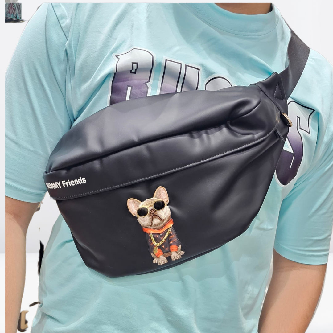 Premium Leather NIMMY Friends Cross Body Shoulder Unisex Bags (Black)
