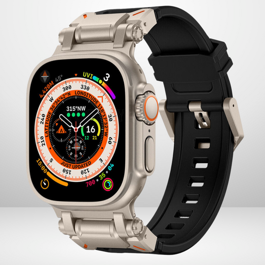 Premium Rubber Ultra Interlock Strap for iWatch 42/44/45/49 MM (BLACK)