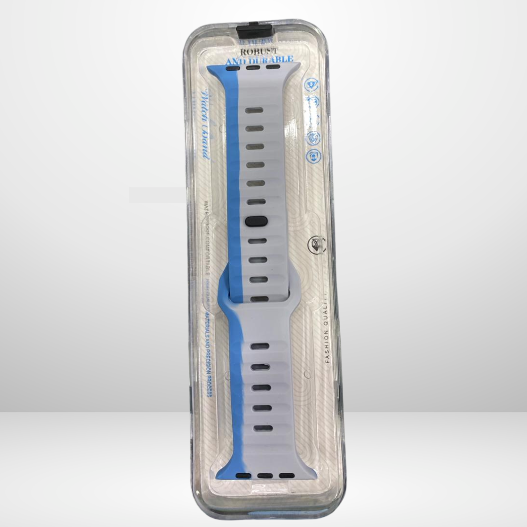 Premium Silicone Duo Color Strap for iWatch 42/44/45/49 MM (BLUE)