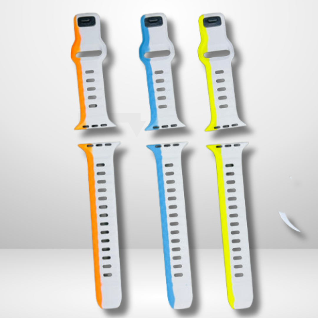 Premium Silicone Duo Color Strap for iWatch 42/44/45/49 MM (BLUE)