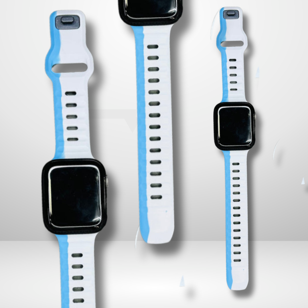 Premium Silicone Duo Color Strap for iWatch 42/44/45/49 MM (BLUE)
