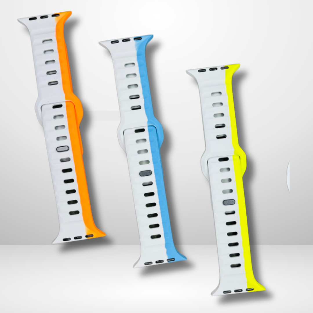 Premium Silicone Duo Color Strap for iWatch 42/44/45/49 MM (NEON)