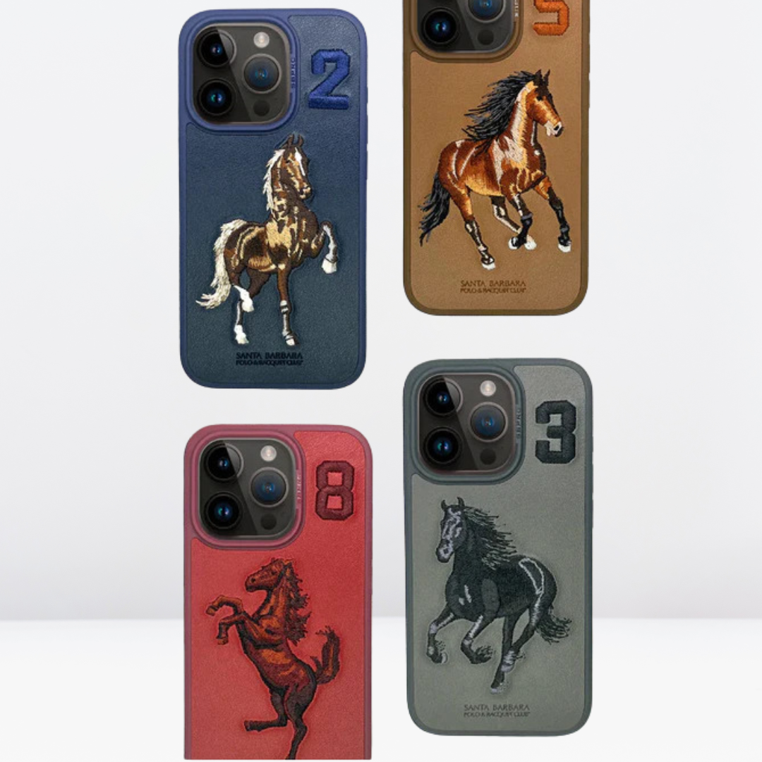 Premium US POLO Leather Boris Series Case for iPhone 15 Series (Blue)