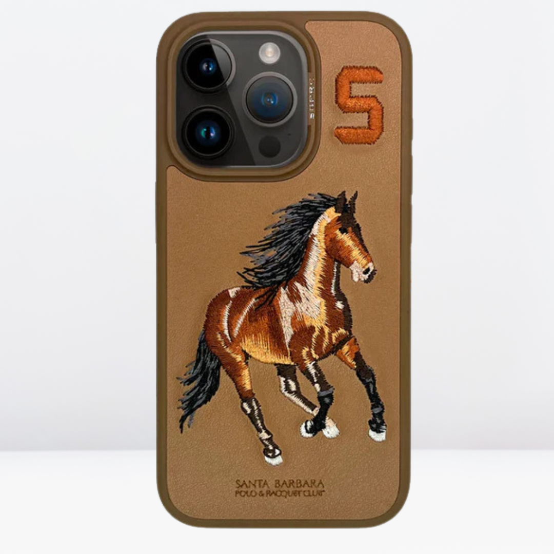 Premium US POLO Leather Boris Series Case for iPhone 15 Series (Brown)