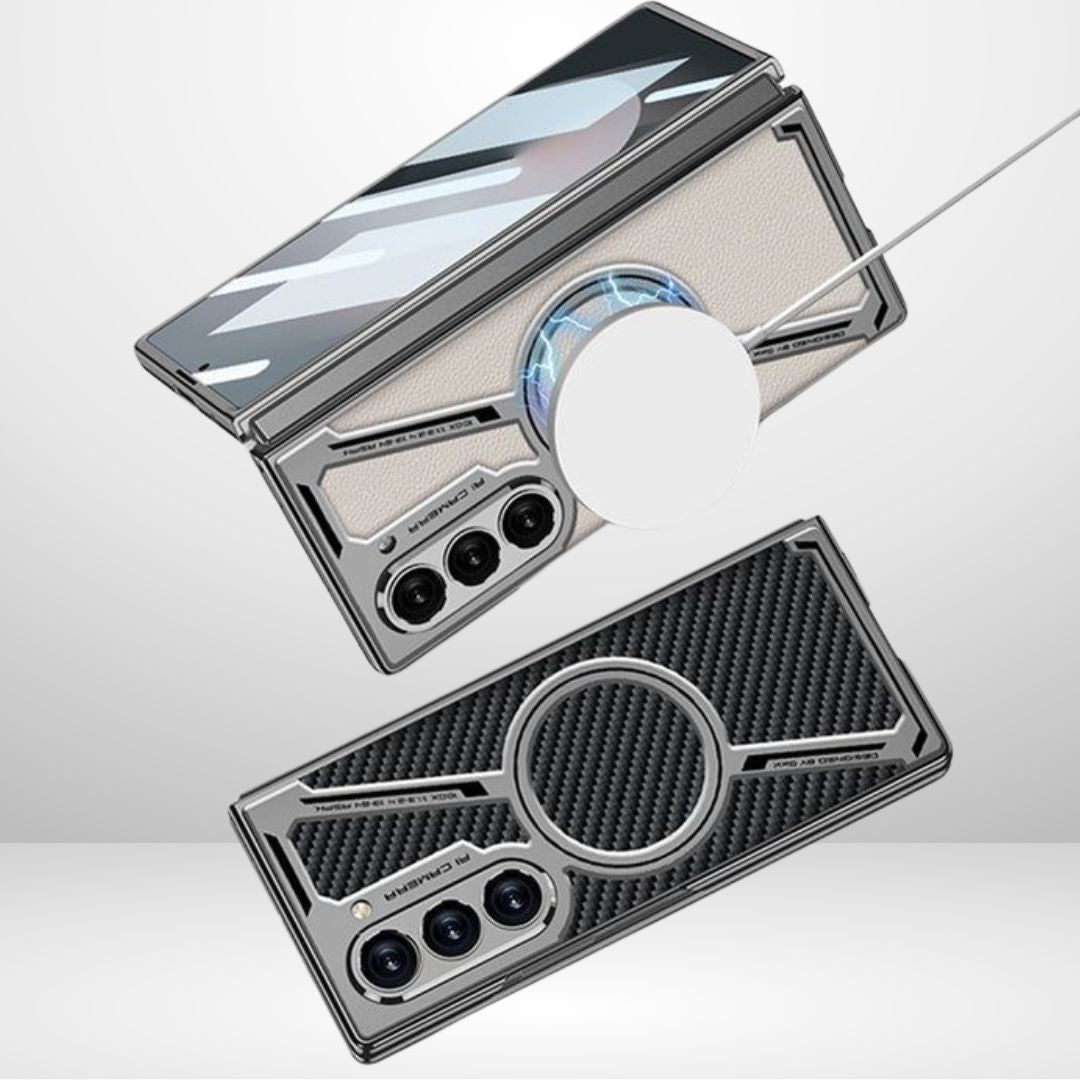 Premium GKK Leather Z Design MagSafe Case with Front Glass for Samsung Z Fold 5