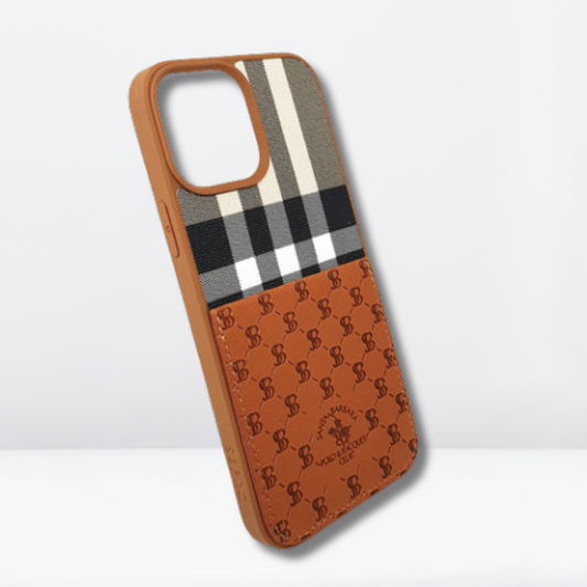 SB Polo Club Genuine Leather Back Case for iPhone 14Pro/Pro Max (Brown)