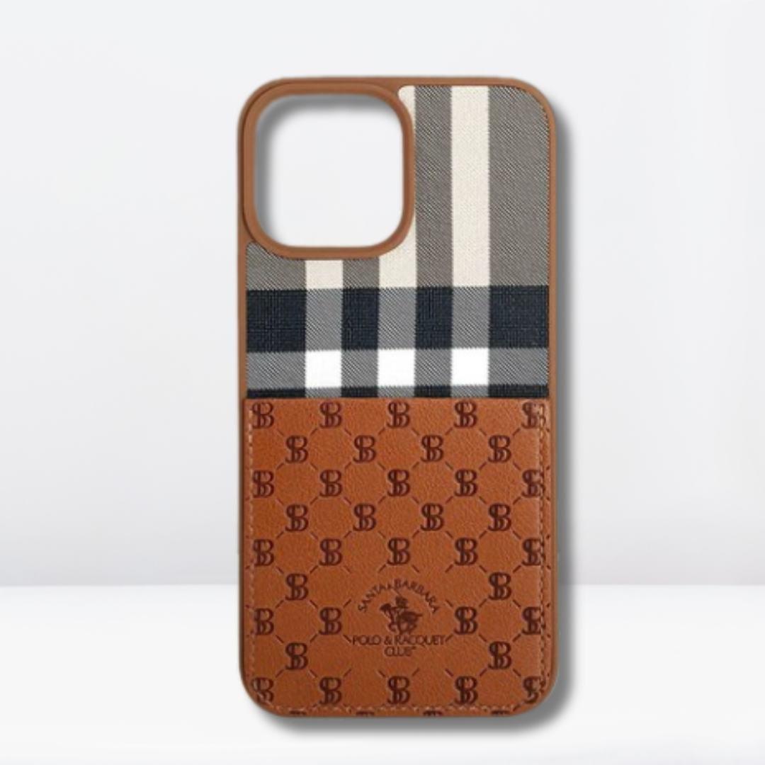 SB Polo Club Genuine Leather Back Case for iPhone 13Pro/Pro Max (Brown)