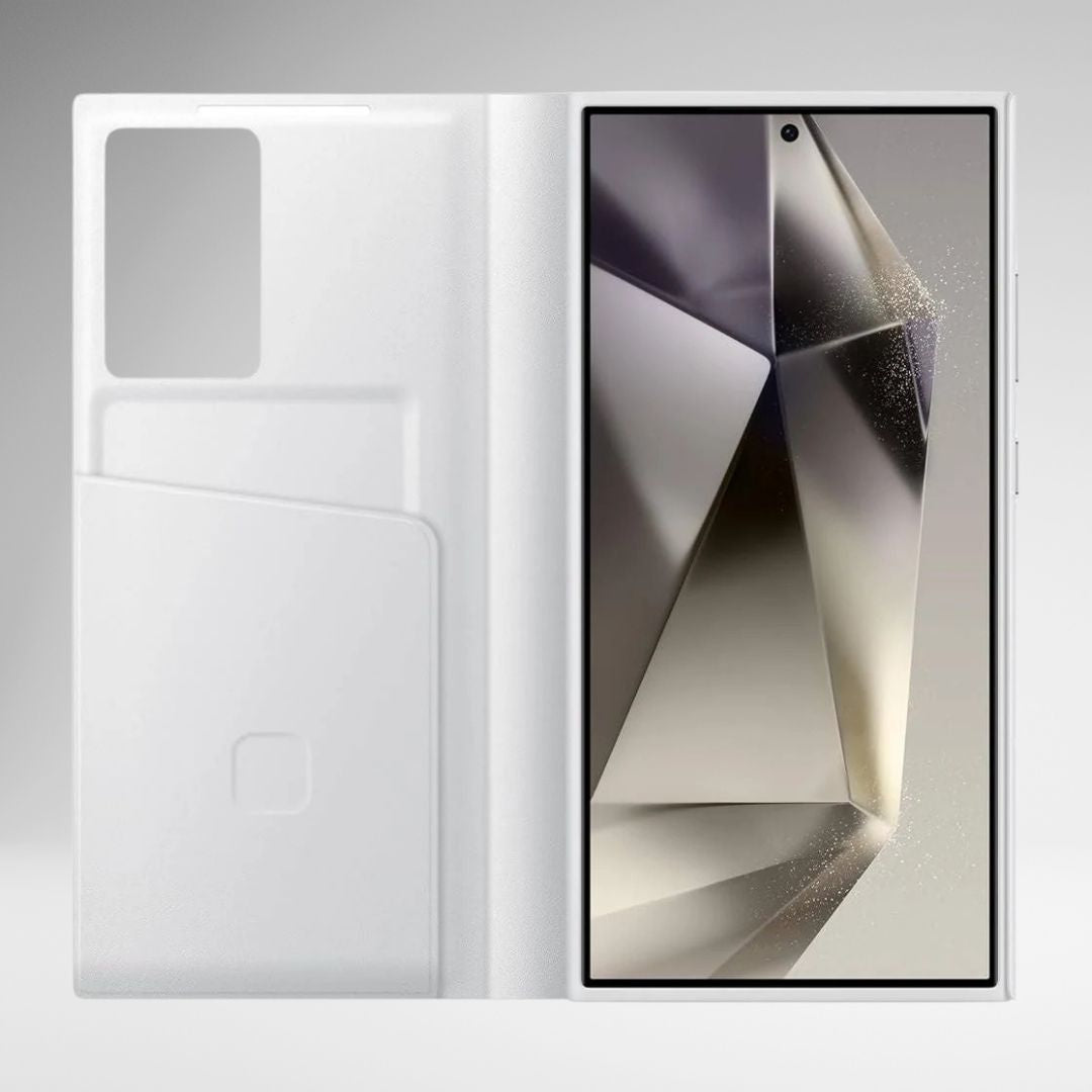 Samsung Galaxy S24 Ultra Smart S-View Window Flip Wallet Leather Case (White)