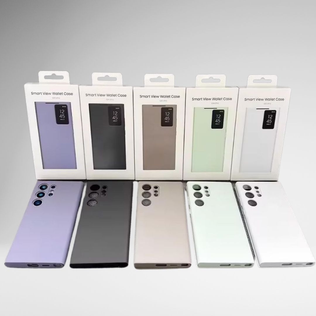 Samsung Galaxy S22 Ultra Smart S-View Window Flip Wallet Leather Cover (Navy Blue)