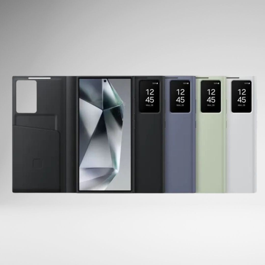 Samsung Galaxy S24 Ultra Smart S-View Window Flip Wallet Leather Cover (White)