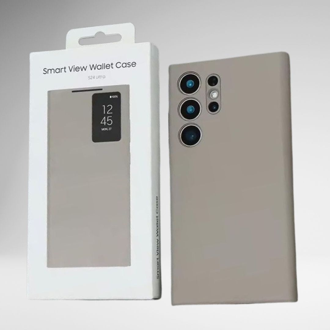 Samsung Galaxy S24 Ultra Smart S-View Window Flip Wallet Leather Case (Titanium Grey)