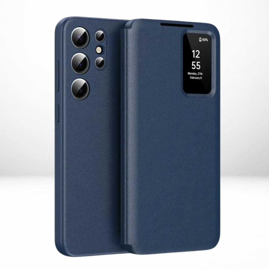 Samsung Galaxy S25 ULTRA Smart S-View Window Flip Wallet Leather Cover (Navy Blue)