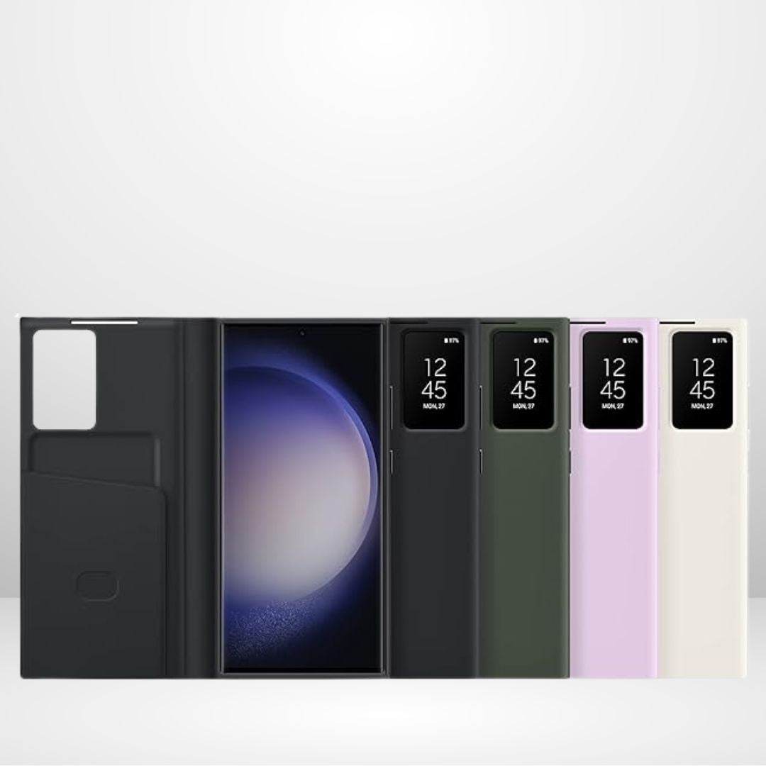 Samsung Galaxy S23 Ultra Smart S-View Window Flip Wallet Leather Case (Cream)