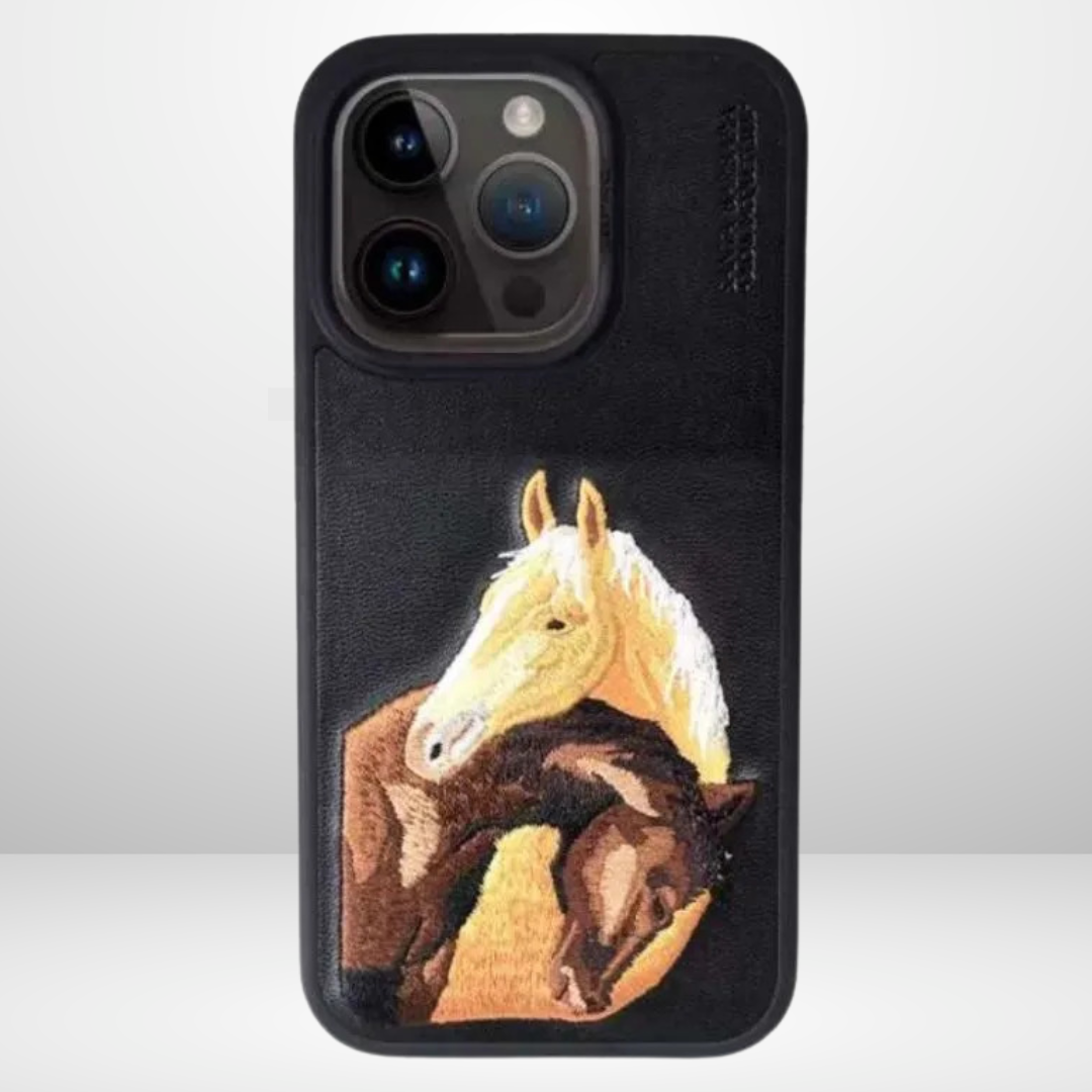 Santa Barbara Polo Racquet Club ISIDORE Series Genuine Leather Embroidered Case for iPhone 15