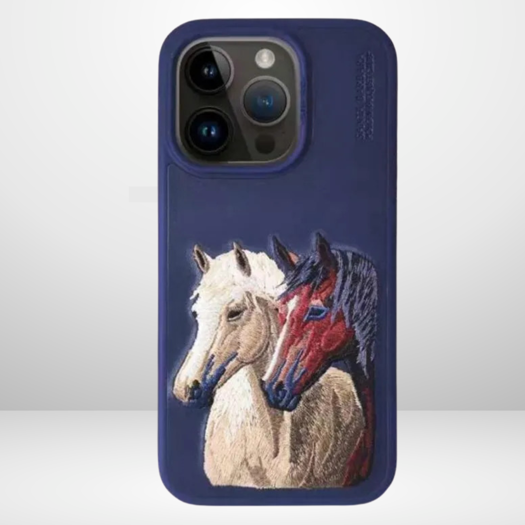 Santa Barbara Polo Racquet Club ISIDORE Series Genuine Leather Embroidered Case for iPhone 15