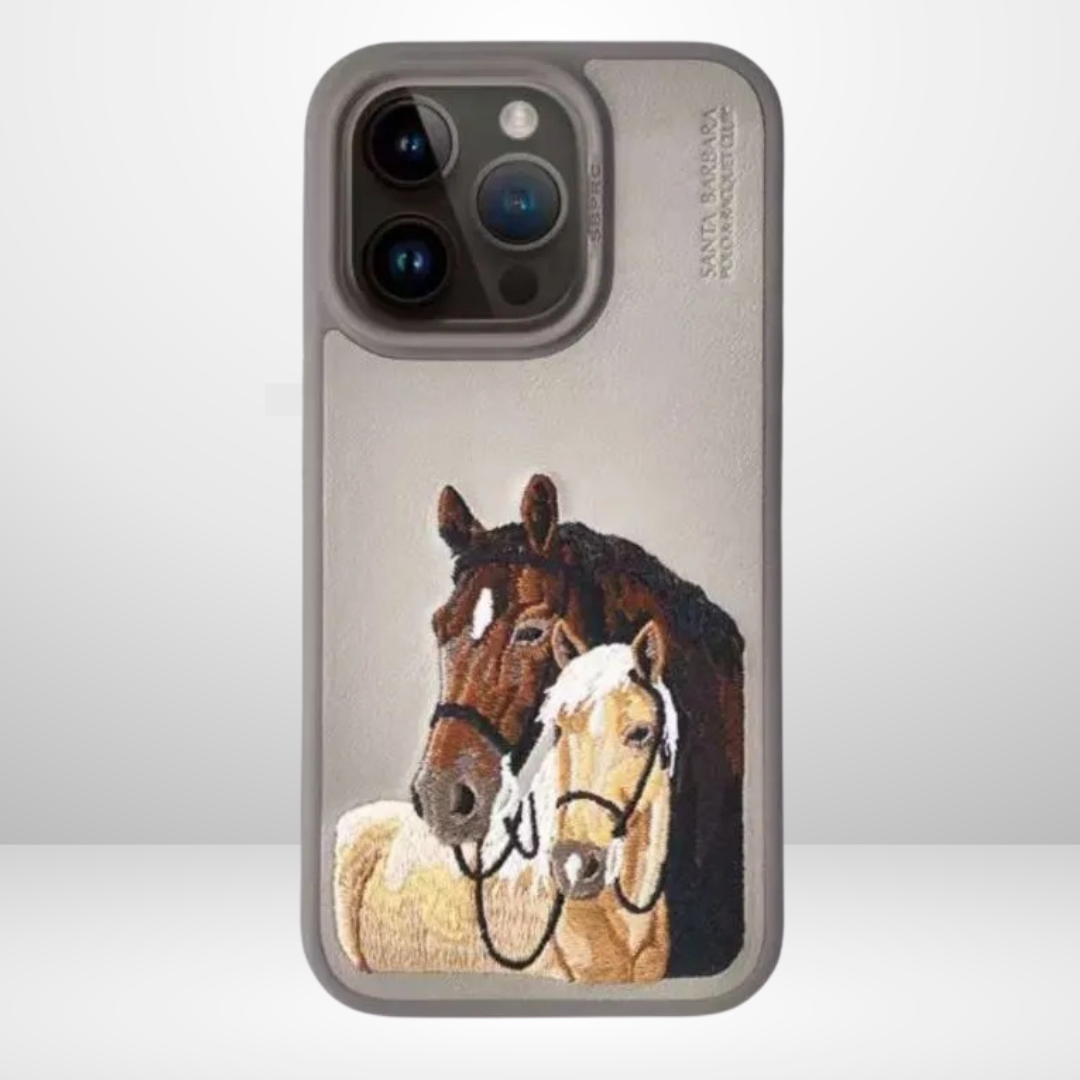 Santa Barbara Polo Racquet Club ISIDORE Series Genuine Leather Embroidered Case for iPhone 15
