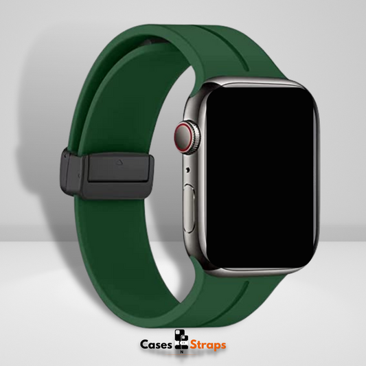 Silicone Magnetic Buckle Watch Strap Army Green Color