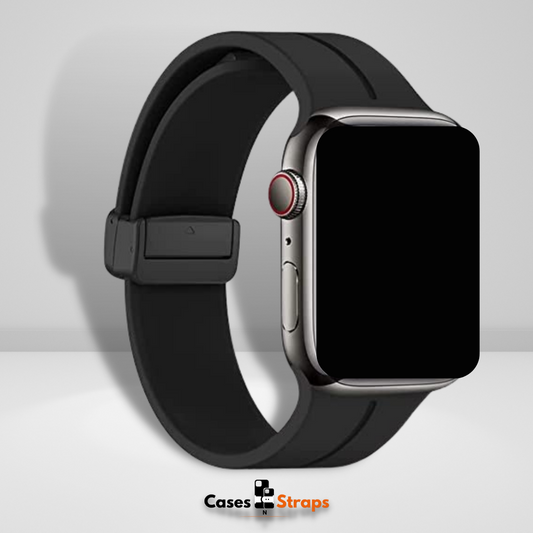 Silicone Magnetic Buckle Watch Strap Black Color