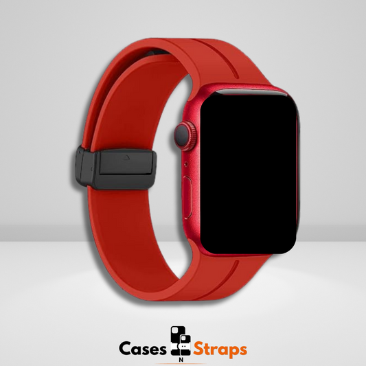 Silicone Magnetic Buckle Watch Strap Red Color