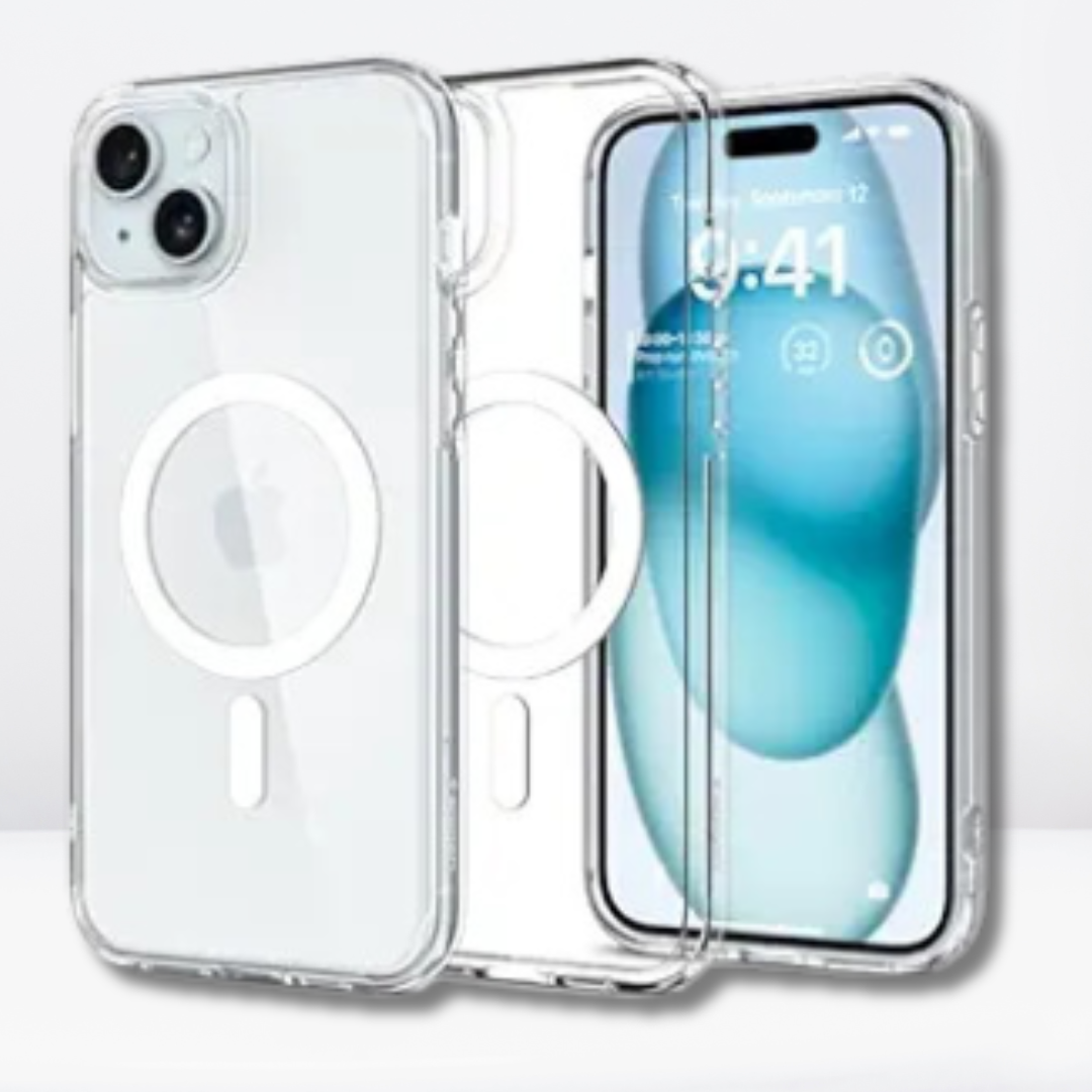 S Pigeon Transparent MagSafe Case for iPhone 15 Series (TPU + Poly Carbonate | Crystal Clear)