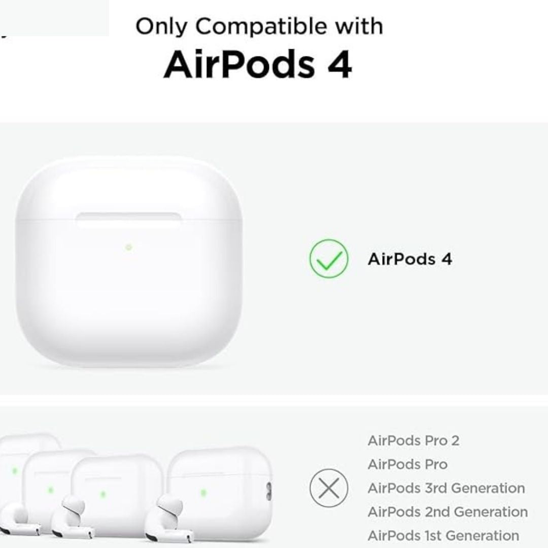 Soft Silicone Full Protective Case Compatible with AirPods 4 (White)