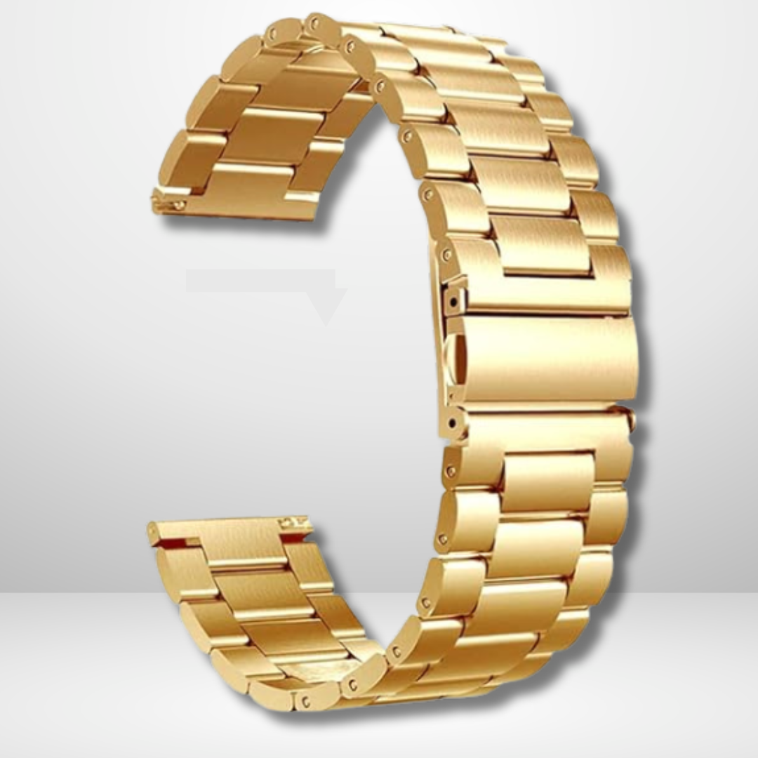 Stainless Steel Metal Chain Watch Strap compatible with 20mm/22mm (GOLD)