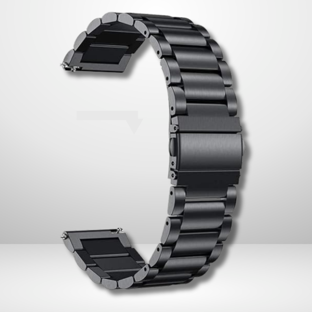 Stainless Steel Metal Chain Watch Strap compatible with 20mm/22mm (BLACK)