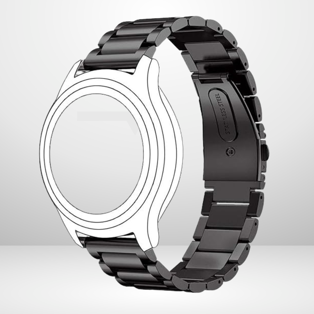 Stainless Steel Metal Chain Watch Strap compatible with 20mm/22mm (BLACK)