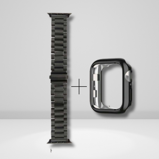 Stainless Steel Watchband & Case Set Combo For iWatch ( Black Color )