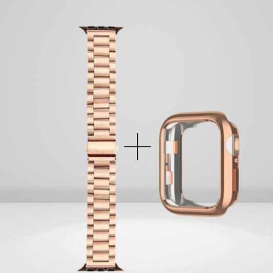 Stainless Steel Watchband & Case Set Combo For iWatch ( Rose Gold Color )