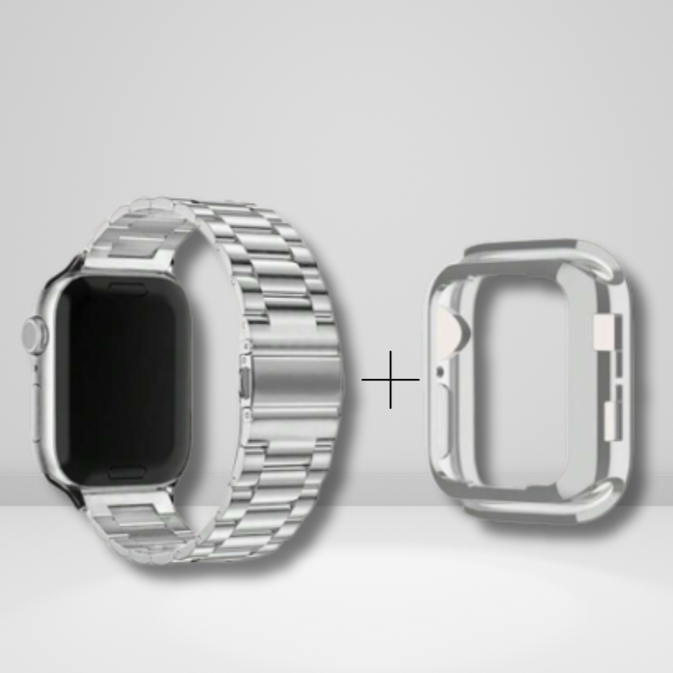 Stainless Steel Watchband & Case Set Combo For iWatch ( Silver Color )